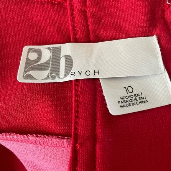 2.b Rych Vibrant Red and Pink Body Con Sleeveless Dress, Size 10 - Picture 7 of 9